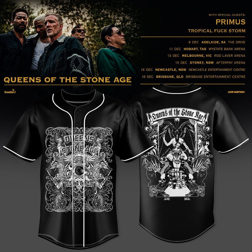 Queens Of The Stone Age Merch 2026 QOTSA Australia Tour Baseball Jersey Gift For Music Lover - Merchluma