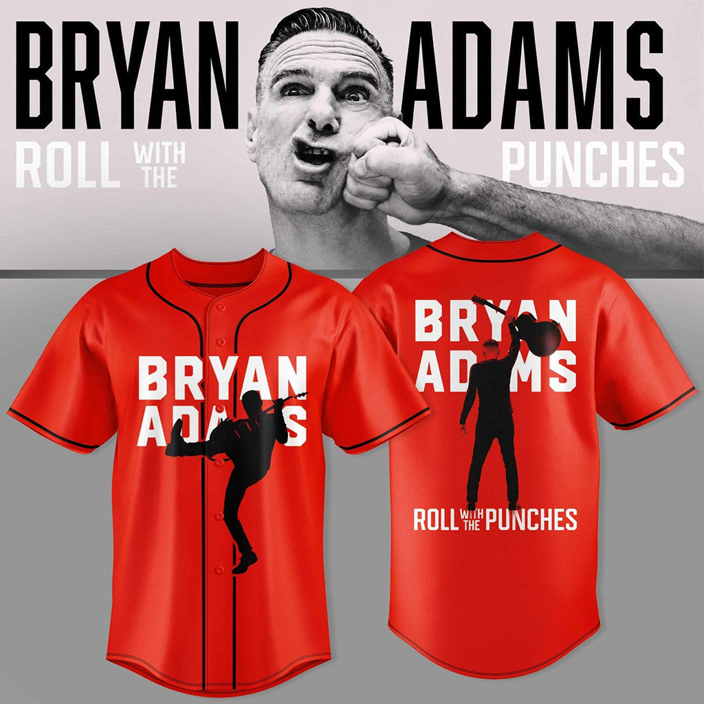 Bryan Adams Roll With The Punches Tour Baseball Jersey Red Bryan Adams Merch 2026 Fan Gifts - Merchluma