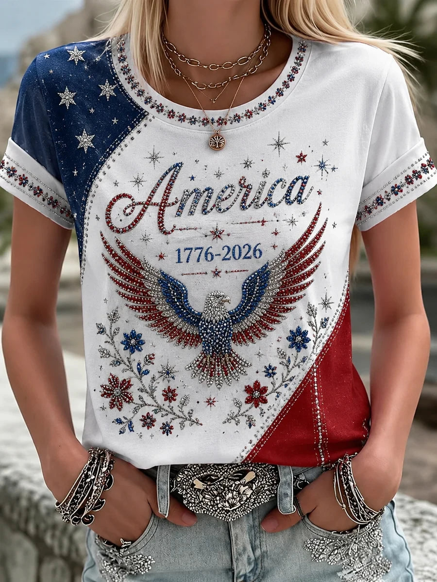 America 1776-2026 Eagle T-Shirt 250 Years Merch Birthday Ideas For Her - Merchluma