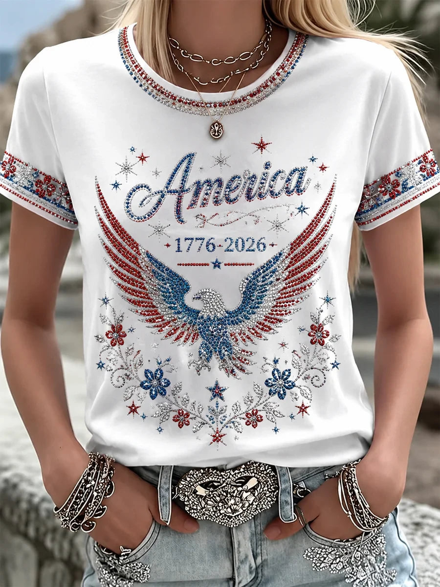 America 1776-2026 Patriotic Eagle T-Shirt America 1776 Merch 250th Anniversary Freedom Gift - Merchluma