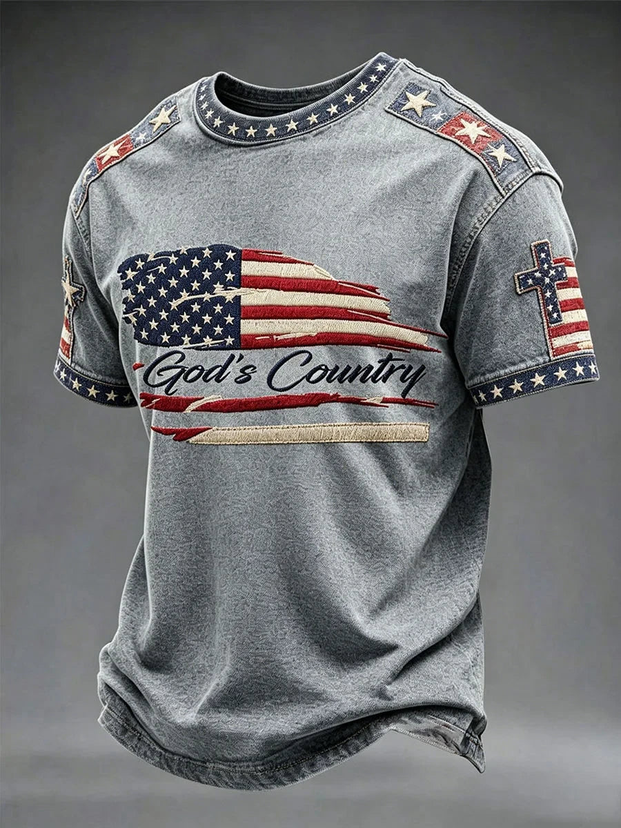 God's Country American Flag T-Shirt American Flag Merch Independence Day Patriotic Gift - Merchluma