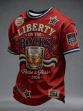 Liberty On The Rocks T-Shirt Raise A Glass 2026 Merch American Freedom Veteran Gift - Merchluma