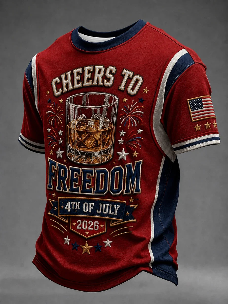Cheers To Freedom 4th Of July 2026 T-Shirt United States Of America Merch American Patriot Gift - Merchluma