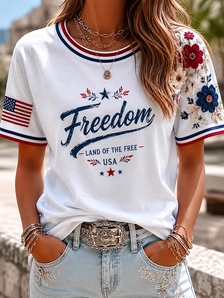 Freedom American Flag T-Shirt Land Of The Free USA Merch Proud Patriotic Veteran Gift - Merchluma