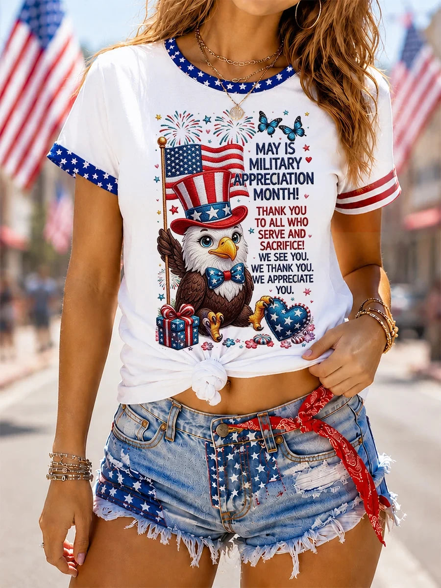 May Is Military Appreciation Month T-Shirt Thank You To All Who Serve And Sacrifice Merch Gift - Merchluma