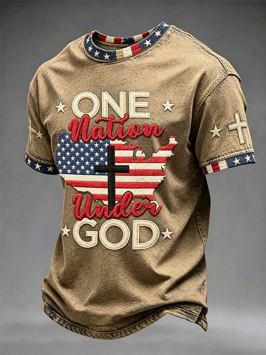 One Nation Under God USA Map Cross T-Shirt USA 1776 2026 Map Merch Proud American Patriots Gift - Merchluma