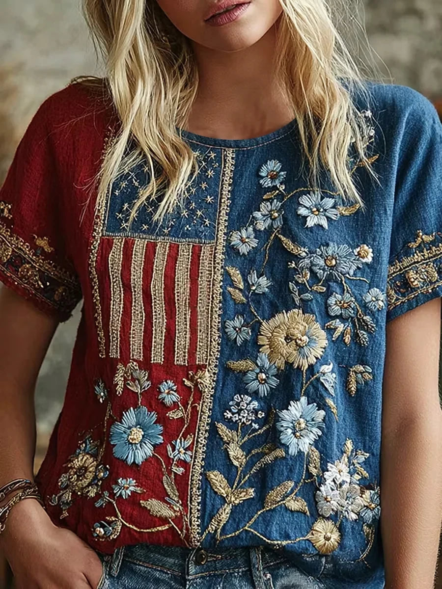 USA American Flag T-Shirt 250 Years Of America Merch Patriotic Gift For Women - Merchluma