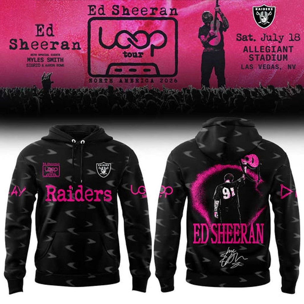 Ed Sheeran X Raiders Merch The Loop Tour 2026 In Allegiant Stadium Signed Hoodie Gift For Fans - Merchluma