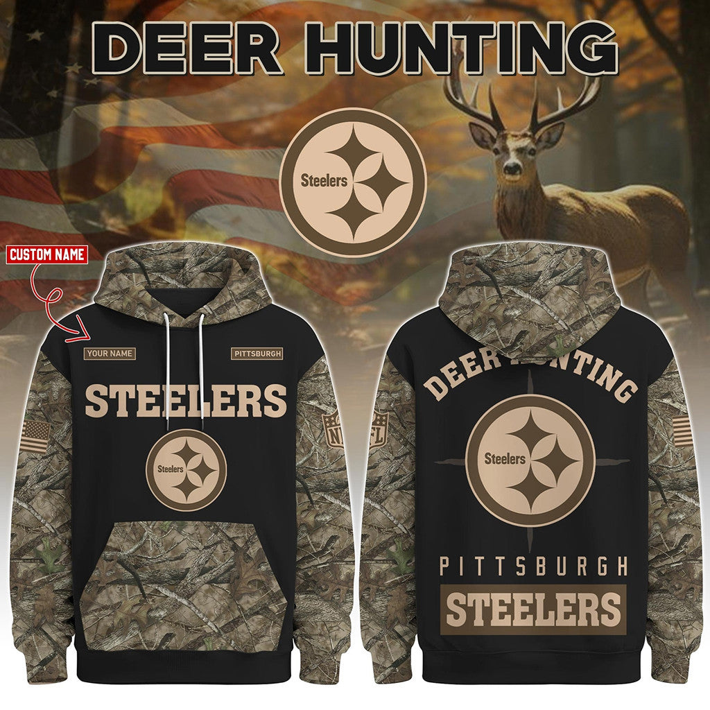 Custom Pittsburgh Steelers Deer Hunting Hoodie 2026 Pittsburgh Steelers Merch Gift For Hunters - Merchluma