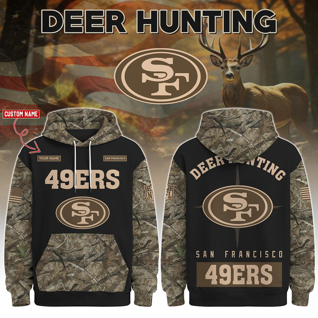 Custom San Francisco 49Ers Deer Hunting Hoodie 2026 SF 49Ers Merch Birthday Gifts For Dad - Merchluma