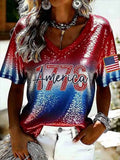 America 250th Anniversary 1776 2026 V-Neck Shirt America Floral Merch Patriotic Gifts - Merchluma