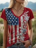 250 Years Of America V-Neck Shirt American Flag Clothes Birthday Gift Ideas For Her - Merchluma