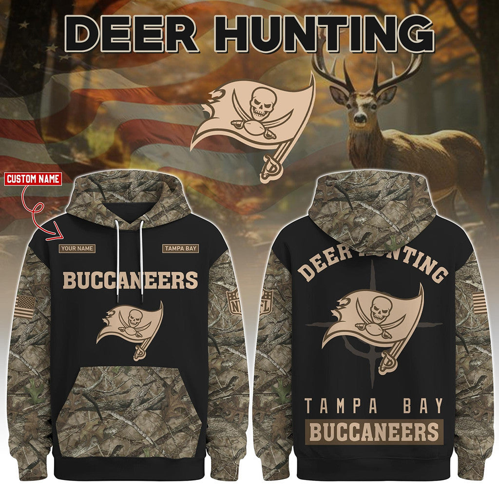 Custom Tampa Bay Buccaneers Deer Hunting Hoodie 2026 Buccaneers Merch Hunter Gifts Ideas - Merchluma