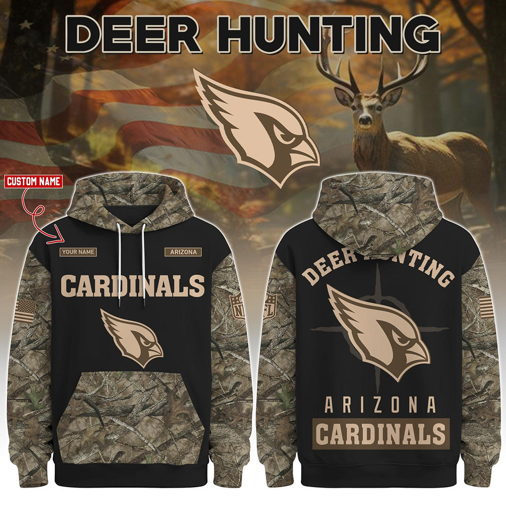 Personalized Arizona Cardinals Deer Hunting Hoodie Cardinals Merch Gift For Football Fans - Merchluma