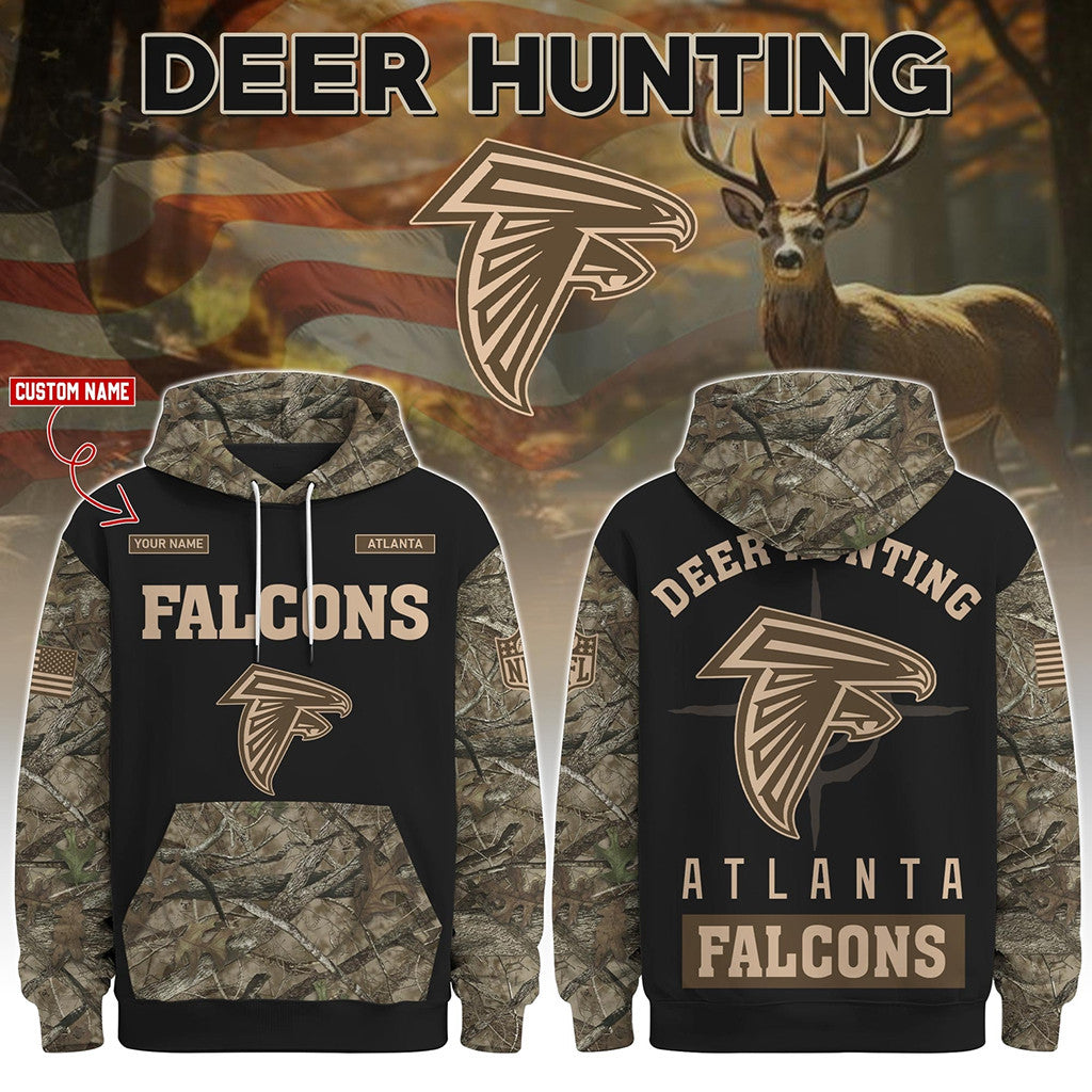 Personalized Atlanta Falcons Deer Hunting Hoodie Atlanta Falcons Merch Gift For Football Lover - Merchluma