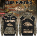 Personalized Baltimore Ravens Deer Hunting Hoodie Baltimore Ravens Merch Football Lover Gifts - Merchluma