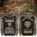 Personalized Chicago Bears Deer Hunting Hoodie Chicago Bears Merch Gift For Football Lover - Merchluma