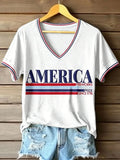 America Fireworks Freedom Pride Since 1776 V-Neck Shirt America's Birthday Merch Patriotic Gifts - Merchluma
