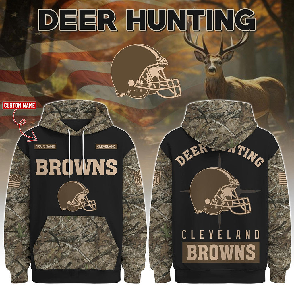 Personalized Cleveland Browns Deer Hunting Hoodie 2026 Cleveland Browns Merch Hunter Gifts - Merchluma