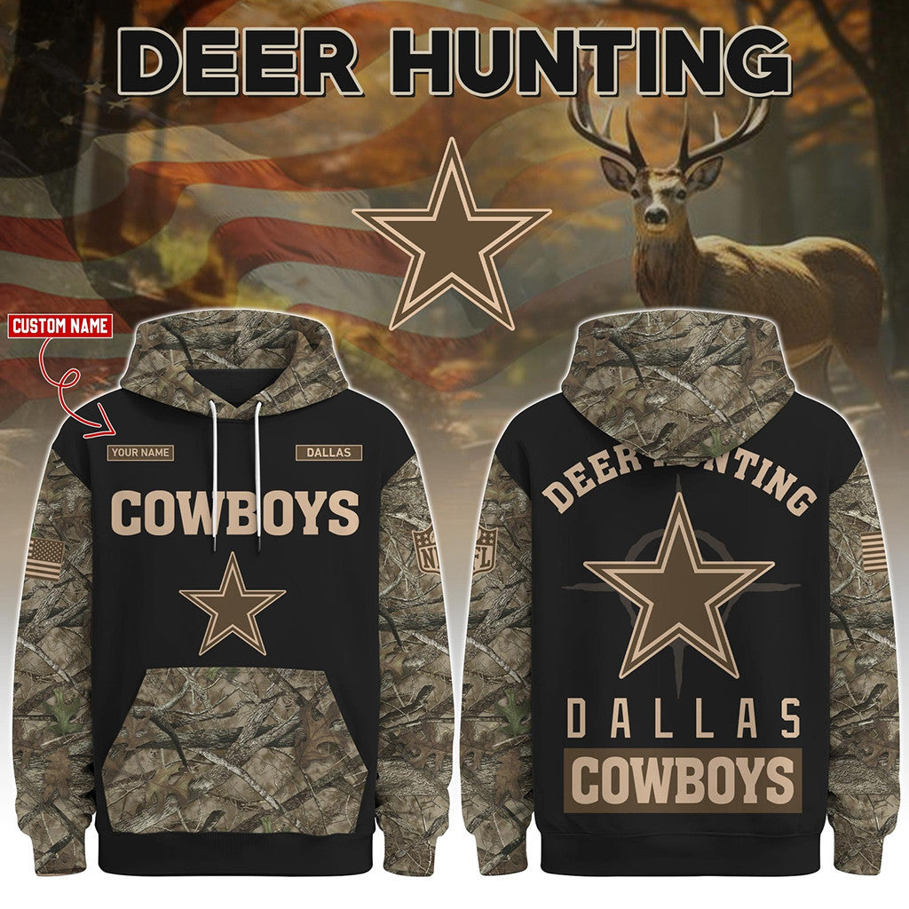 Personalized Dallas Cowboys Deer Hunting Hoodie 2026 Dallas Cowboys Merch Gift For Hunter Dad - Merchluma
