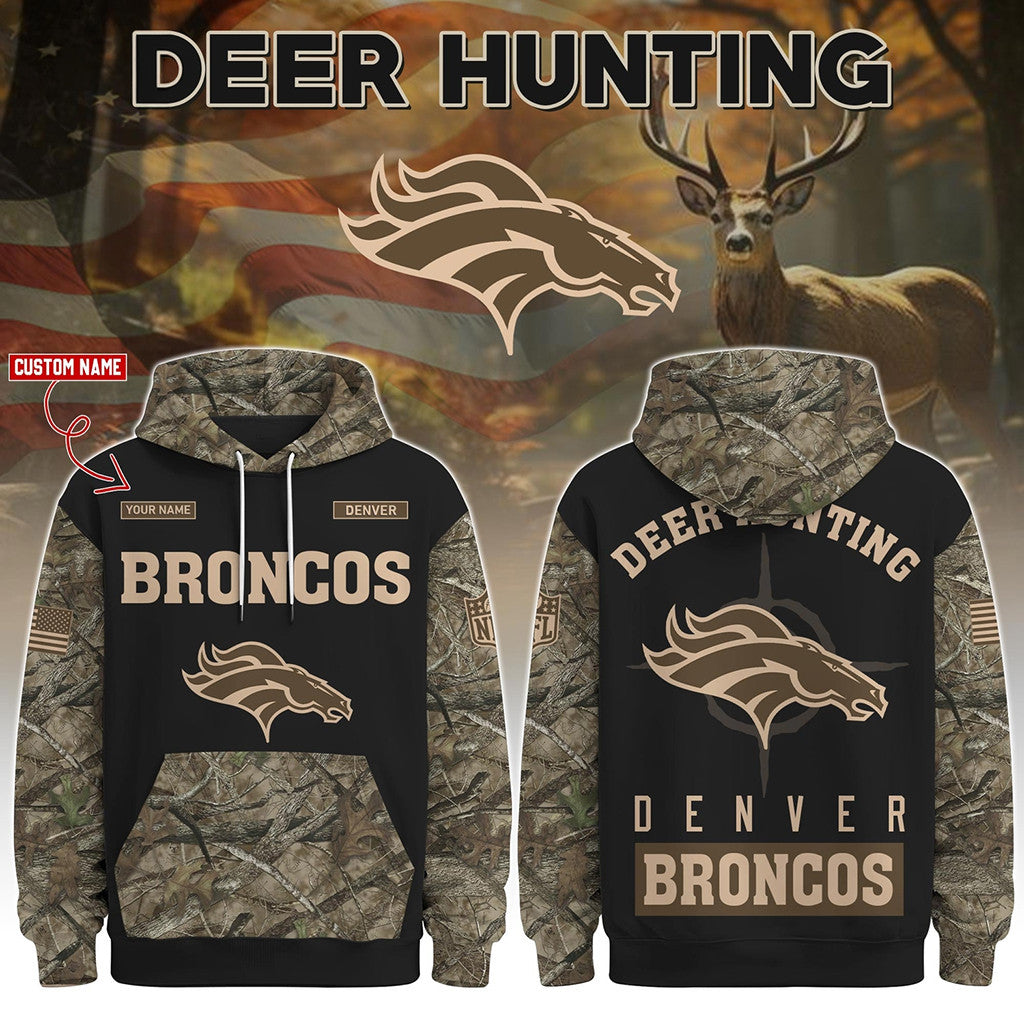 Personalized Denver Broncos Deer Hunting Hoodie 2026 Denver Broncos Merch Football Lover Gifts - Merchluma