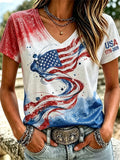 USA 1776-2026 American Flag V-Neck Shirt 250 Years Of America Merch Patriotic Gifts For Her - Merchluma