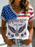 4th Of July Independence Day V-Neck Shirt 7th July 1776 2026 Merch Birthday Presents - Merchluma