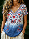 250 Years Of America V-Neck Shirt America Floral Clothing Minimalist Gifts For Fans - Merchluma