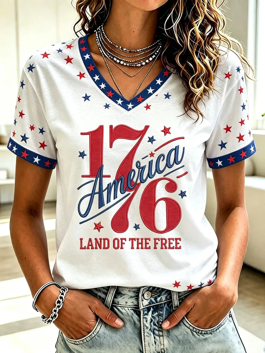 America Land Of The Free V-Neck Shirt America Birthday Celebratio Clothing Unique Gift - Merchluma