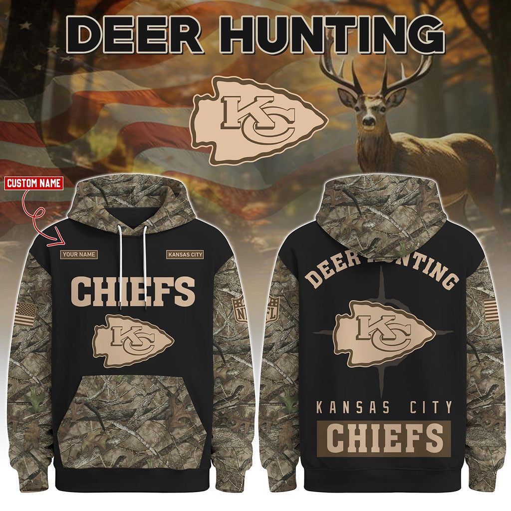 Personalized Kansas City Chiefs Deer Hunting Hoodie 2026 KC Chiefs Merch Gift For Husband - Merchluma