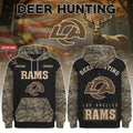 Personalized Los Angeles Rams Deer Hunting Hoodie 2026 LA Rams Merch Present For Hunter - Merchluma