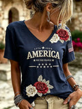 America 250th Anniversary 1776 2026 V-Neck Shirt Independence Day Merch Women Gift - Merchluma