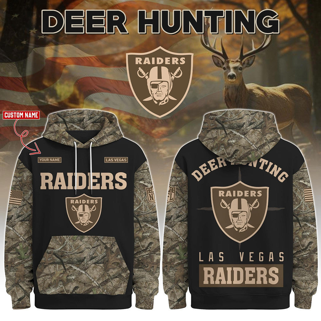 Personalized LV Raiders Deer Hunting Hoodie 2026 Raiders Merch Football Themed Gifts - Merchluma