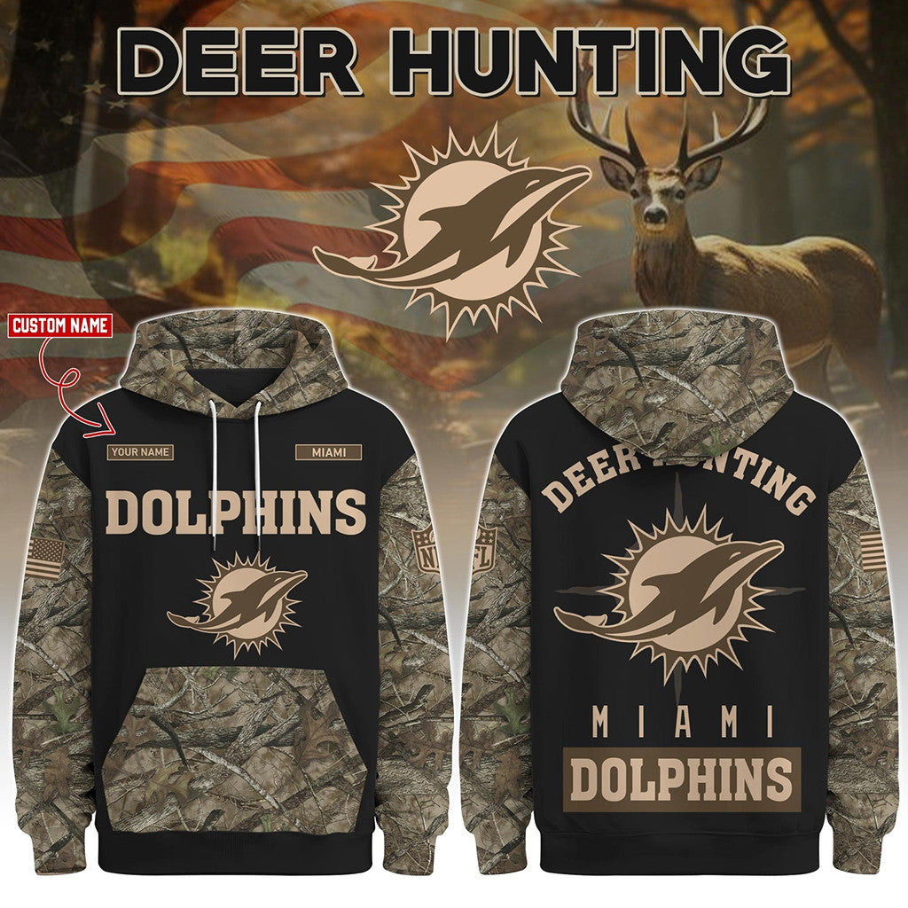 Personalized Miami Dolphins Deer Hunting Hoodie 2026 Miami Dolphins Merch Gift For Deer Hunter - Merchluma