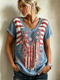 250 Years Of America V-Neck Shirt America Floral Clothing Unique Patriotic Gifts - Merchluma