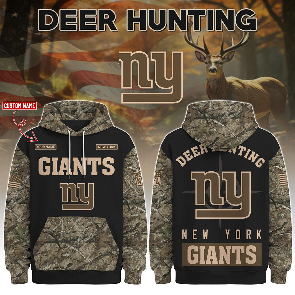 Personalized New York Giants Deer Hunting Hoodie 2026 NY Giants Merch Present For Brothers - Merchluma