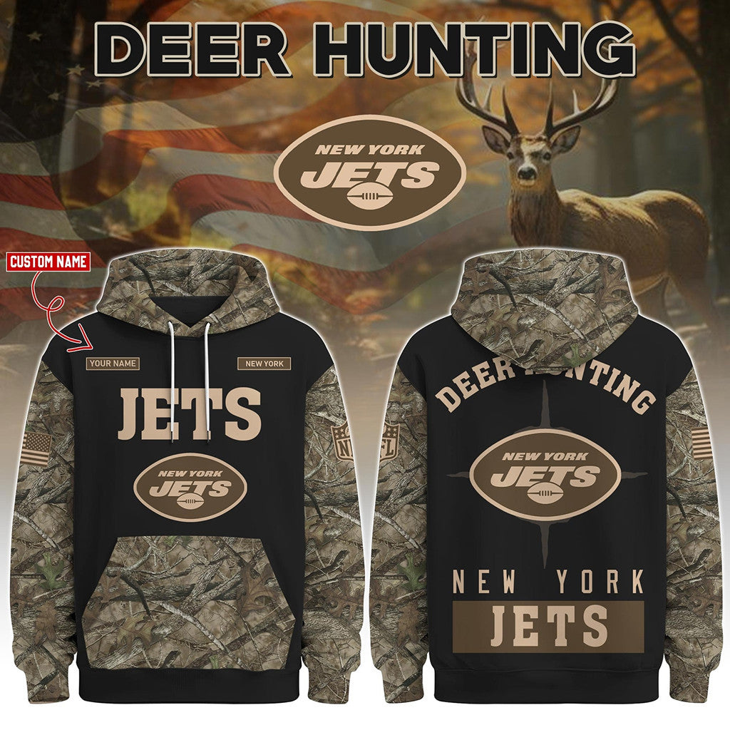 Personalized New York Jets Deer Hunting Hoodie 2026 NY Jets Merch Gift For Deer Hunter Dad - Merchluma