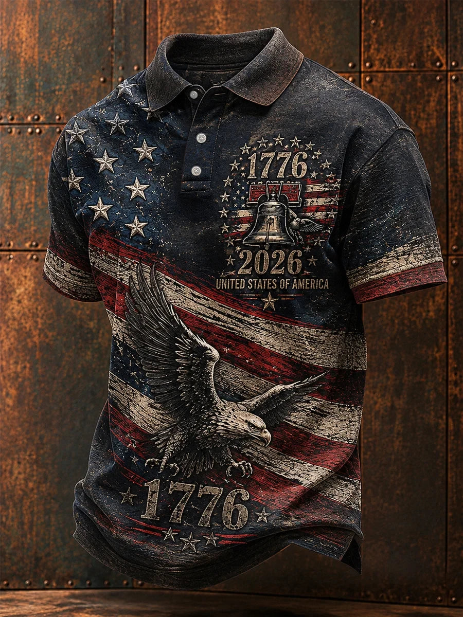 1776 2026 Semiquincentennial American Flag Polo Shirt USA 250th Anniversary Merch Gift Ideas - Merchluma
