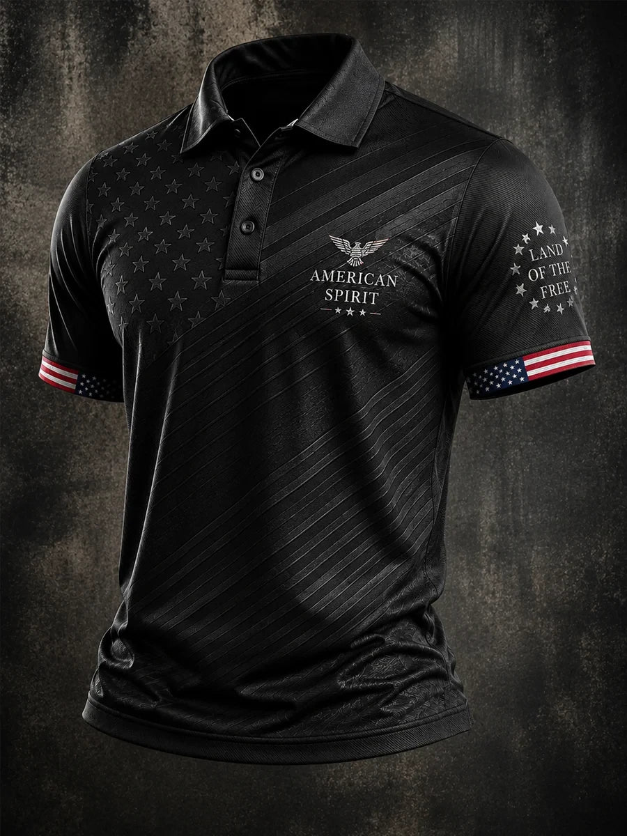 American Spirit Polo Shirt Land Of The Free Merch Gift For Patriot Fans - Merchluma