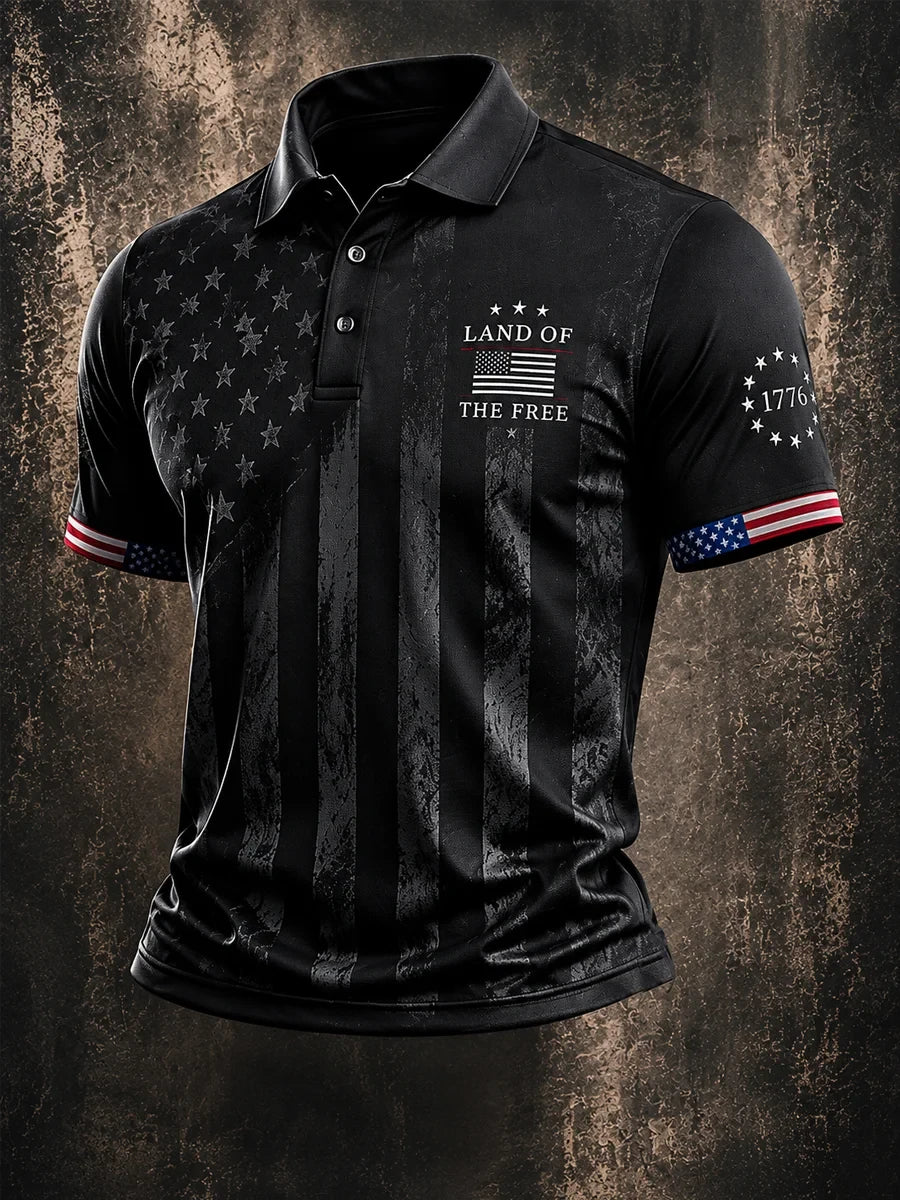 Land Of The Free Polo Shirt 1776 Freedom Merch Gift Ideas For Patriot Fans - Merchluma