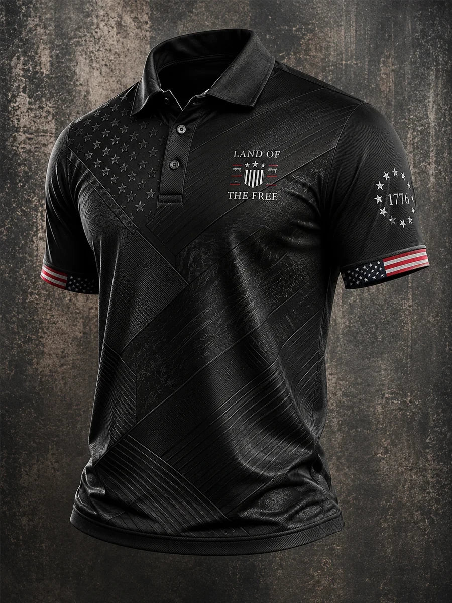 Land Of The Free Polo Shirt 1776 Patriotic Merch Gift For Patriot Fans - Merchluma