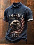America Land Of The Free Patriotic Eagle Polo Shirt 1776 Liberty Merch Patriotic Gift For Men - Merchluma