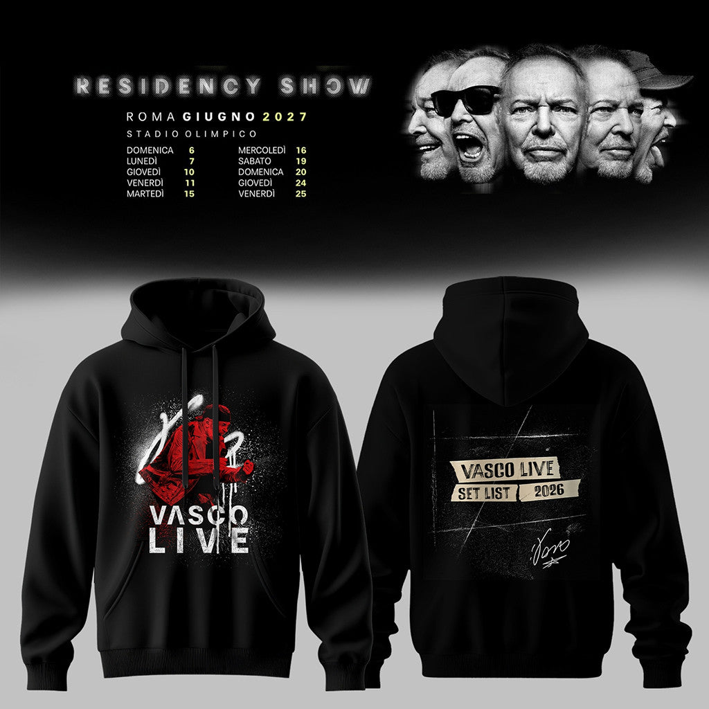 Vasco Rossi Merch 2026 Vasco Live Setlist Hoodie Black Music Related Gifts For Guys - Merchluma