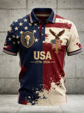 USA American Flag Patriotic Eagle Polo Shirt 1776 2026 Merch Patriotic Gift For Men - Merchluma
