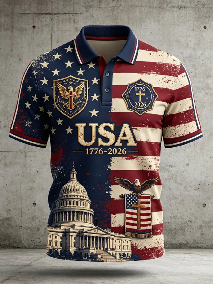 USA 1776-202united States Of America Polo Shirt 1776-2026 Independence Day Usa Flag Clothes - Merchluma