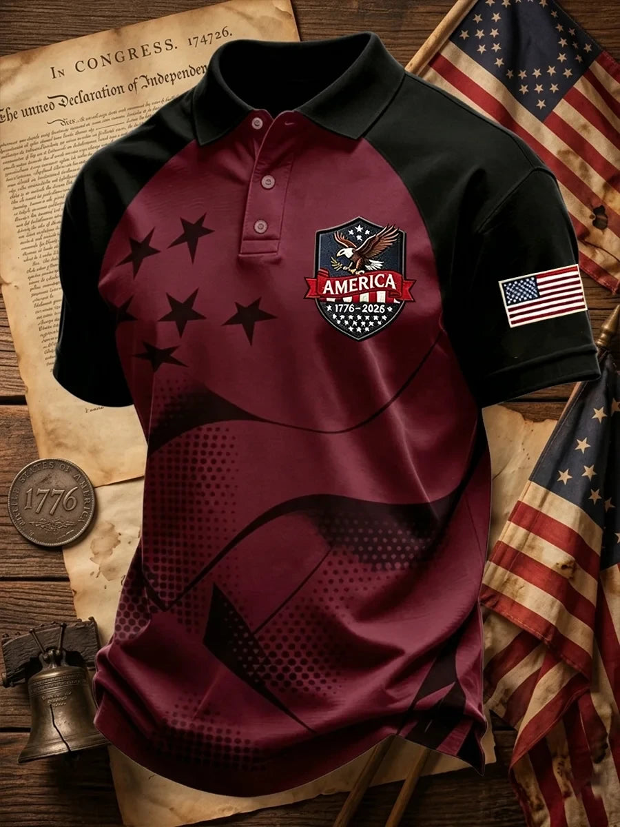 Vintage Independence Day Polo Shirt American Flag Apparel Gifts For Patriotic Dad - Merchluma