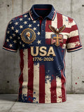 USA 1776 2026 American Flag Patriotic Eagle Polo Shirt 250 Years Of America Merch Gift For Dad - Merchluma