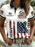 America Freedom American Flag Polo Shirt 1776 2026 Freedom Merch Patriotic Gift For Her - Merchluma