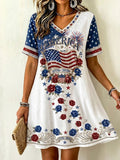 American Flag Floral Dress 1776 2026 America Merch Patriotic Gift For Her - Merchluma