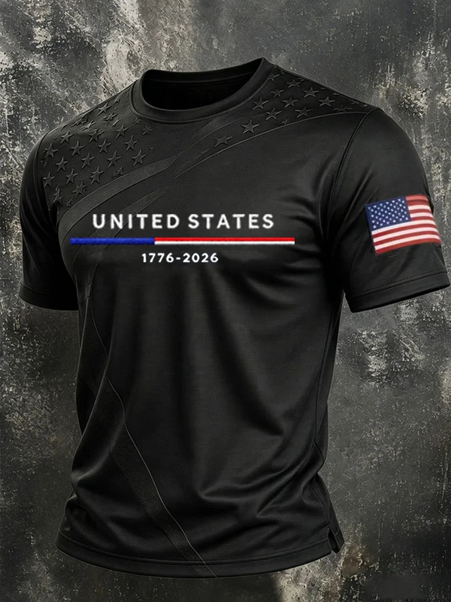 United States Flag T-Shirt 1776-2026 Merch Proud American Veteran Gift - Merchluma